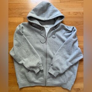 OAK + FORT Heather Gray Zip-Up Hoodie
